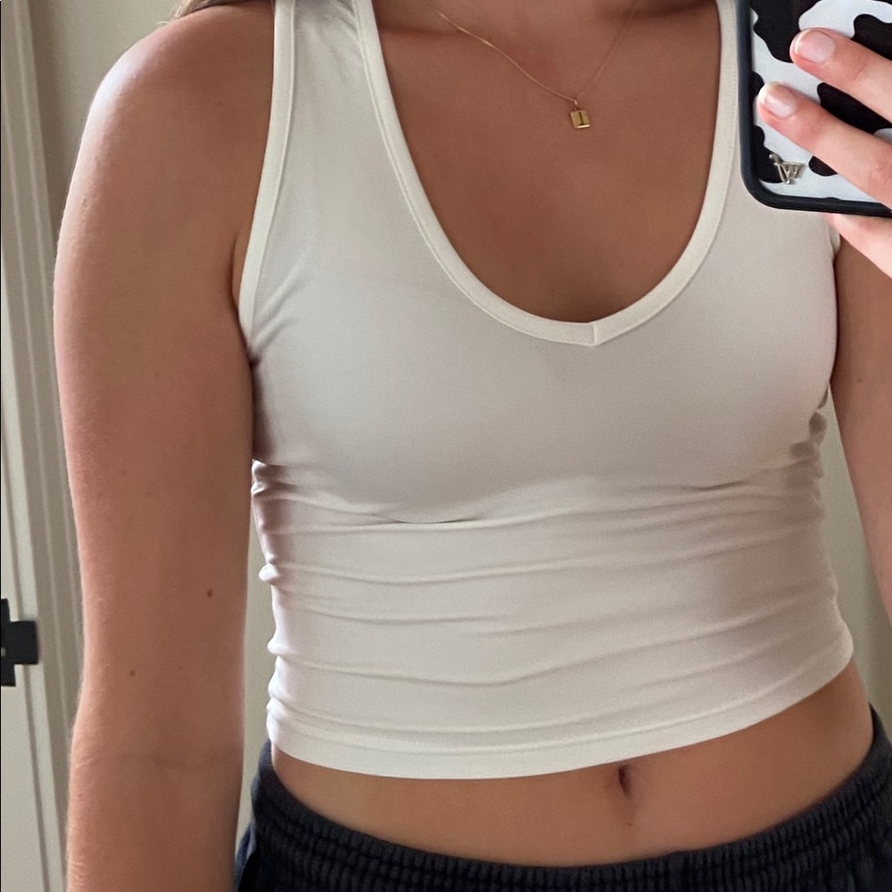 V-neck White Tank